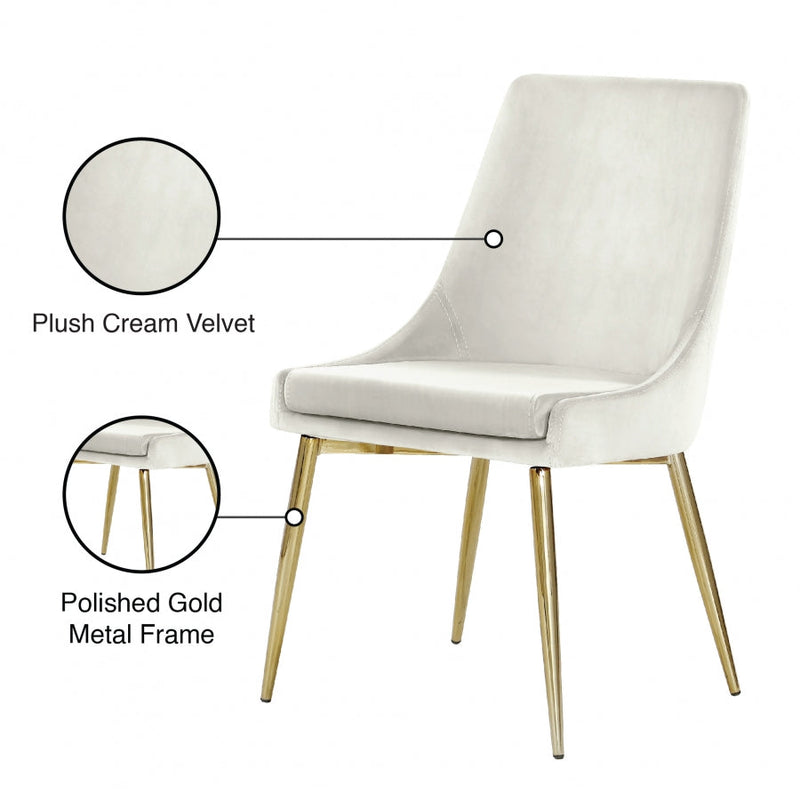 Karina Velvet Upholstered Dining Chair in Cream, Set of 2 - 783Cream-C