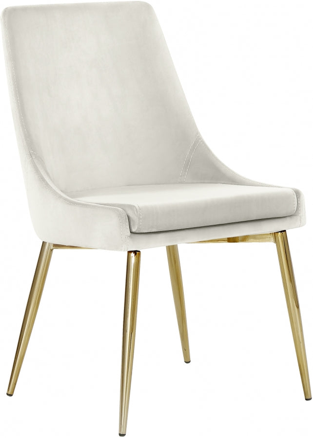 Karina Velvet Upholstered Dining Chair in Cream, Set of 2 - 783Cream-C
