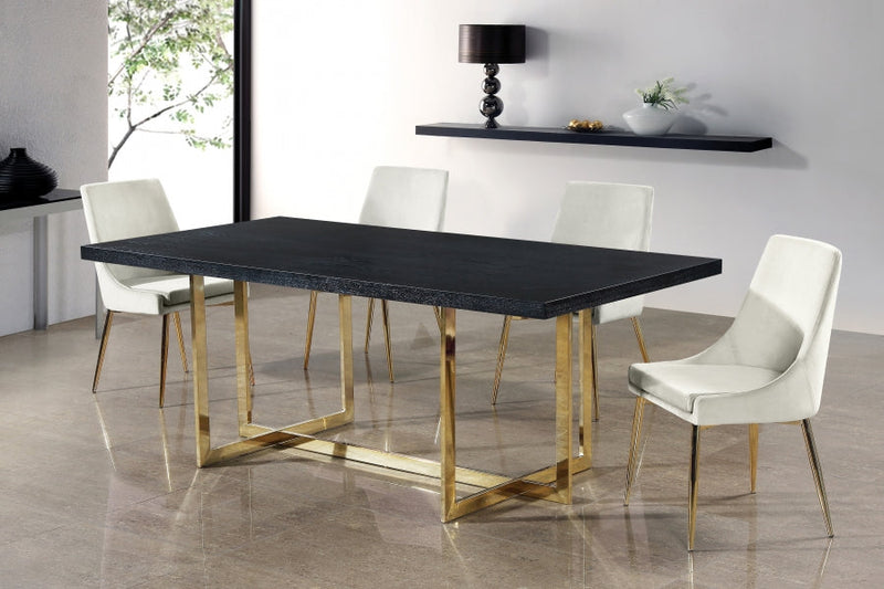 Karina Velvet Upholstered Dining Chair in Cream, Set of 2 - 783Cream-C