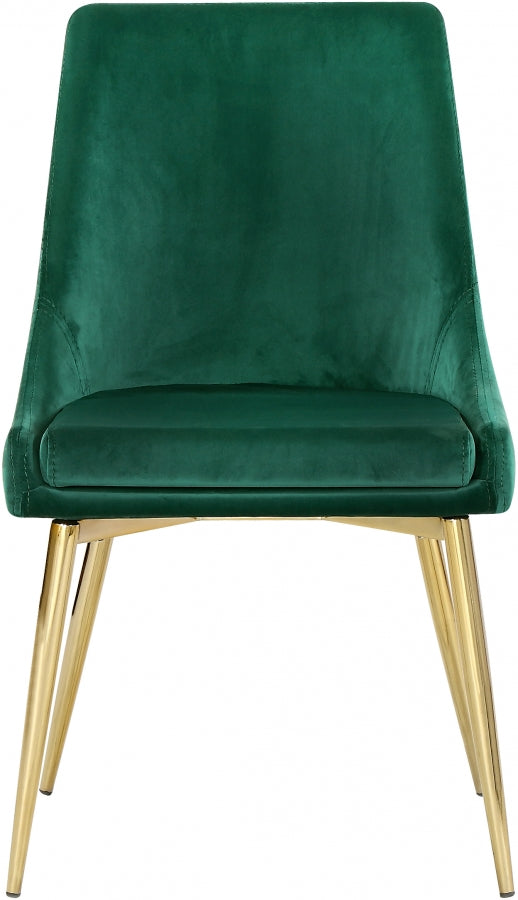 Karina Velvet Upholstered Dining Chair in Green, Set of 2 - 783Green-C