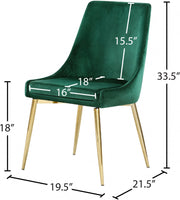 Karina Velvet Upholstered Dining Chair in Green, Set of 2 - 783Green-C
