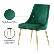 Karina Velvet Upholstered Dining Chair in Green, Set of 2 - 783Green-C