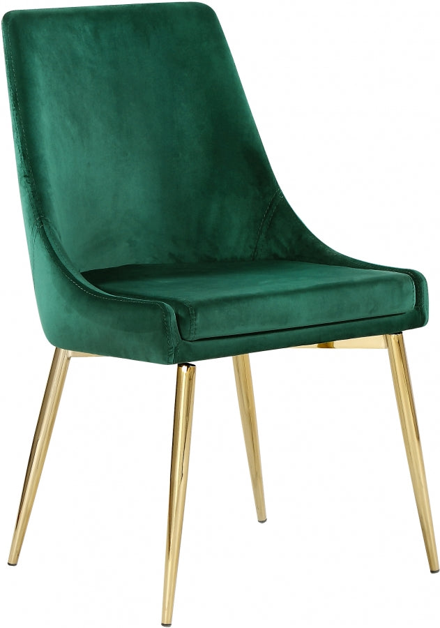 Karina Velvet Upholstered Dining Chair in Green, Set of 2 - 783Green-C