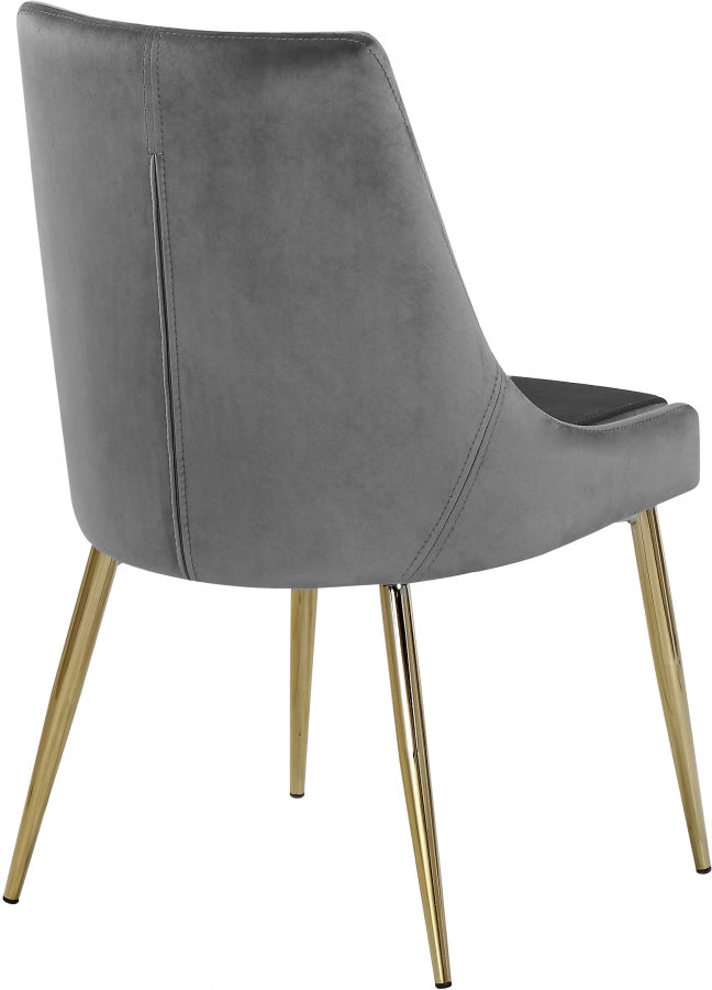 Karina Velvet Upholstered Dining Chair in Grey, Set of 2 - 783Grey-C