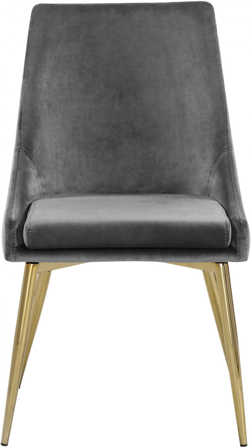 Karina Velvet Upholstered Dining Chair in Grey, Set of 2 - 783Grey-C