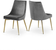 Karina Velvet Upholstered Dining Chair in Grey, Set of 2 - 783Grey-C