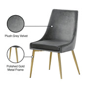 Karina Velvet Upholstered Dining Chair in Grey, Set of 2 - 783Grey-C