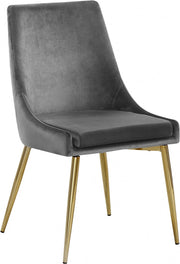 Karina Velvet Upholstered Dining Chair in Grey, Set of 2 - 783Grey-C