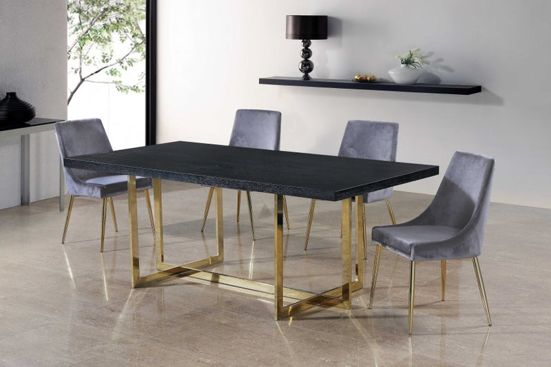 Karina Velvet Upholstered Dining Chair in Grey, Set of 2 - 783Grey-C