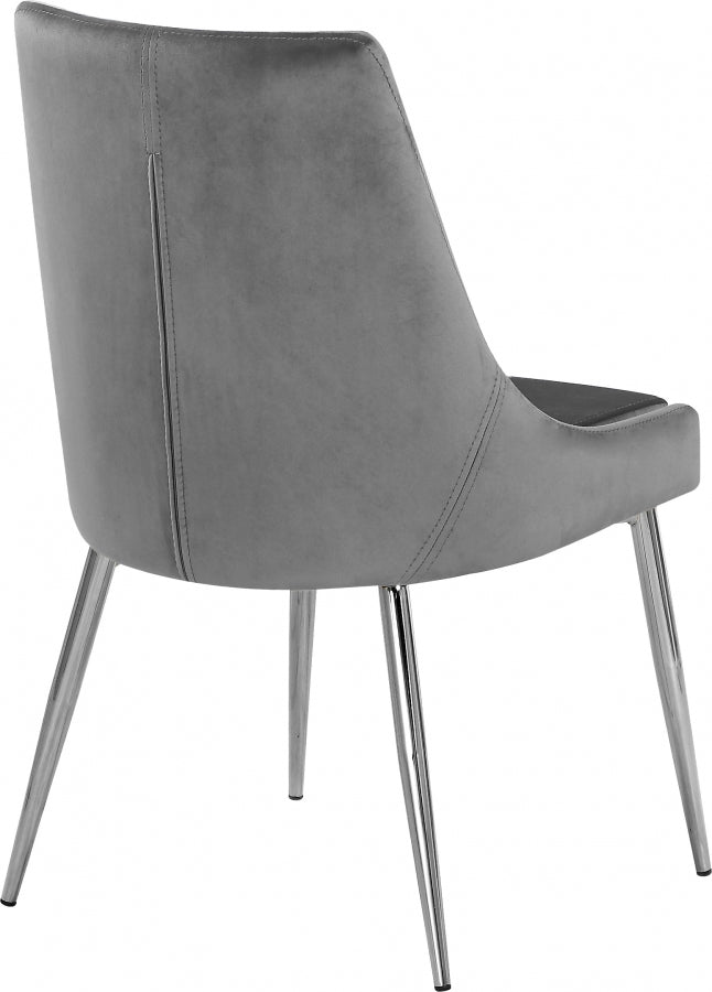 Karina Velvet Upholstered Dining Chair in Grey, Set of 2 - 784Grey-C