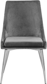 Karina Velvet Upholstered Dining Chair in Grey, Set of 2 - 784Grey-C