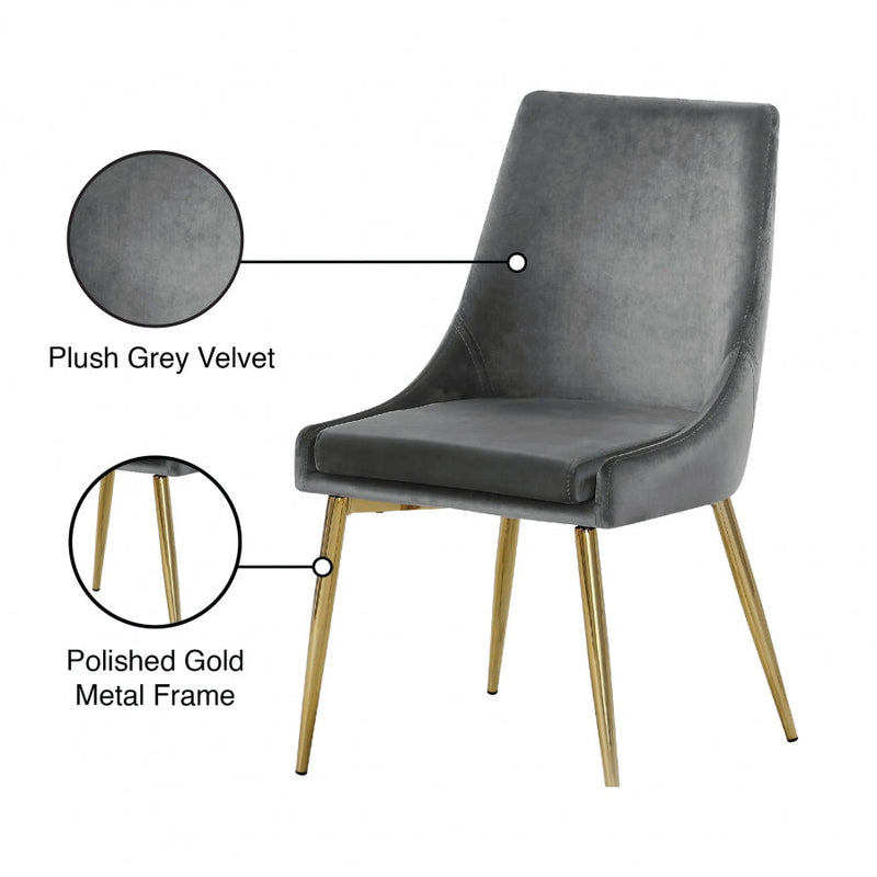 Karina Velvet Upholstered Dining Chair in Grey, Set of 2 - 784Grey-C