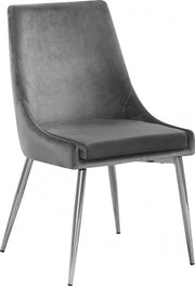 Karina Velvet Upholstered Dining Chair in Grey, Set of 2 - 784Grey-C