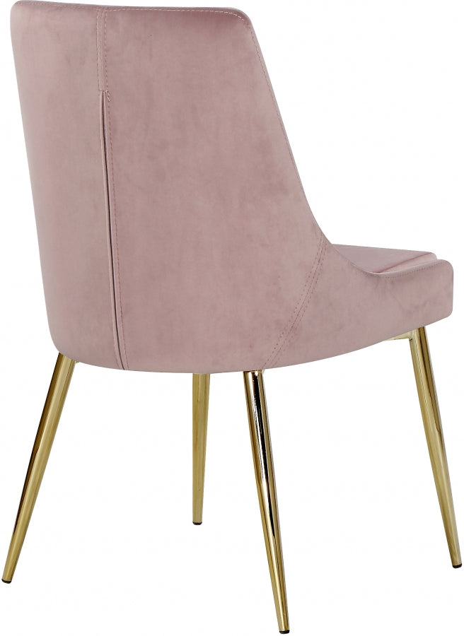 Karina Velvet Upholstered Dining Chair in Pink, Set of 2 - 783Pink-C