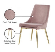 Karina Velvet Upholstered Dining Chair in Pink, Set of 2 - 783Pink-C