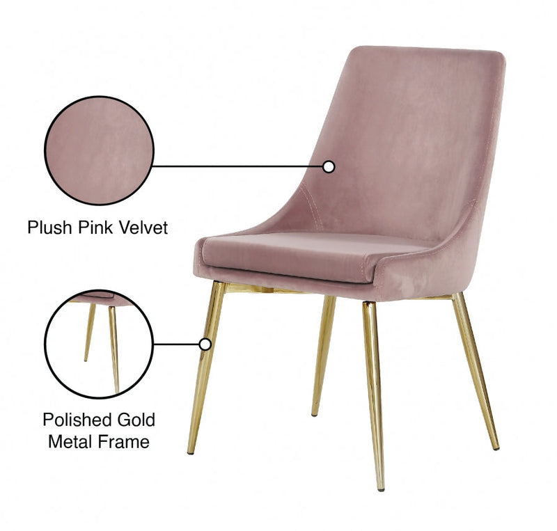 Karina Velvet Upholstered Dining Chair in Pink, Set of 2 - 783Pink-C
