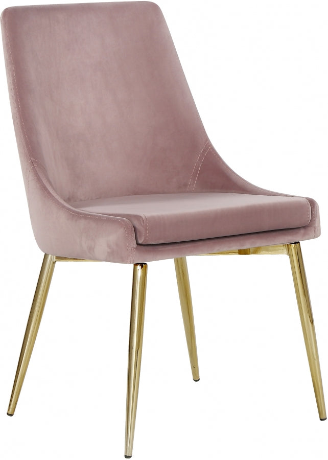 Karina Velvet Upholstered Dining Chair in Pink, Set of 2 - 783Pink-C