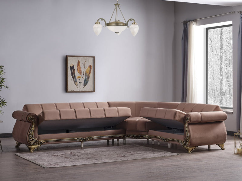 Karizma 131" / 108" Wide Rolled Arm Convertible Sectional - Gate FurnitureSectional