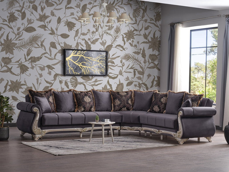 Karizma 131" / 108" Wide Rolled Arm Convertible Sectional - Gate FurnitureSectional
