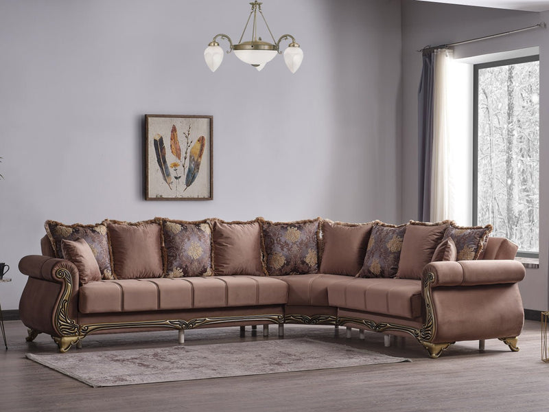 Karizma 131" / 108" Wide Rolled Arm Convertible Sectional - Gate FurnitureSectional