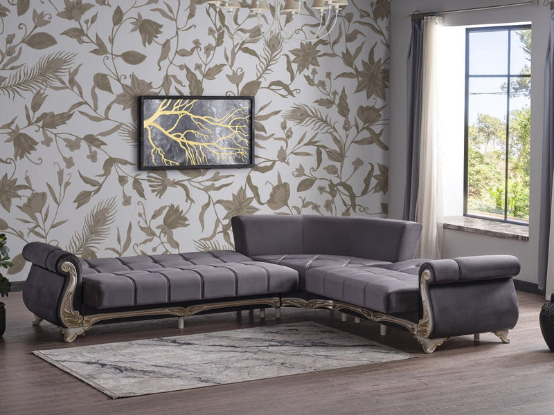 Karizma 131" / 108" Wide Rolled Arm Convertible Sectional - Gate FurnitureSectional