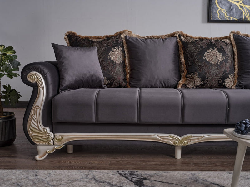 Karizma 131" / 108" Wide Rolled Arm Convertible Sectional - Gate FurnitureSectional