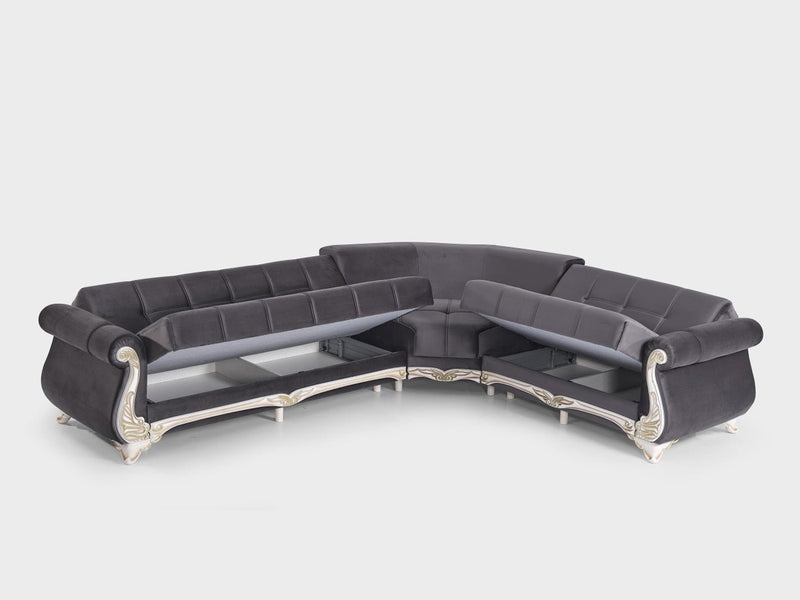 Karizma 131" / 108" Wide Rolled Arm Convertible Sectional - Gate FurnitureSectional