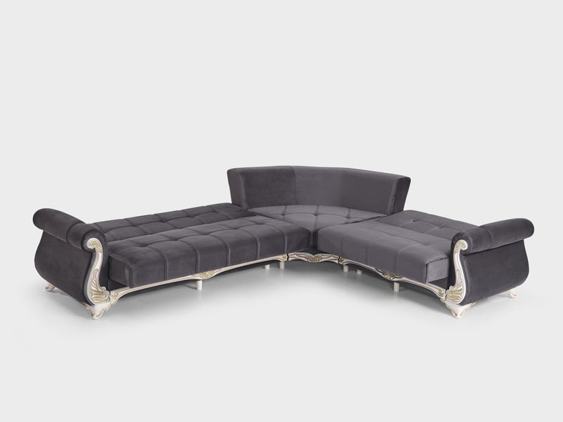Karizma 131" / 108" Wide Rolled Arm Convertible Sectional - Gate FurnitureSectional