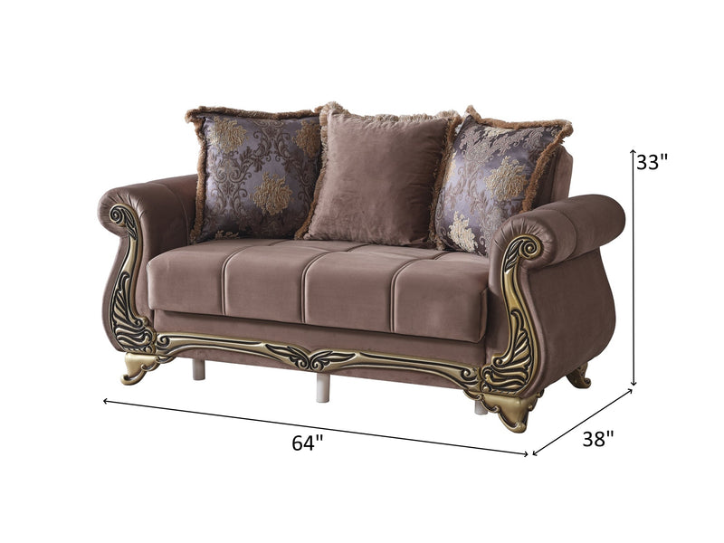 Karizma 64" Wide Rolled Arm Convertible Loveseat - Gate FurnitureLoveseat
