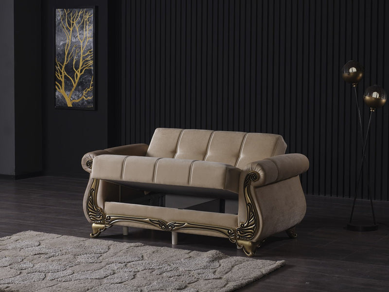 Karizma 64" Wide Rolled Arm Convertible Loveseat - Gate FurnitureLoveseat