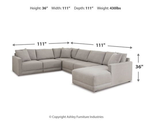 Katany Shadow 6 - Piece RAF Chaise Sectional - Gate FurnitureSectional