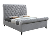 Kate Gray King Upholstered Sleigh Platform Bed - Gate FurnitureKing Bed
