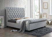 Kate Gray King Upholstered Sleigh Platform Bed - Gate FurnitureKing Bed
