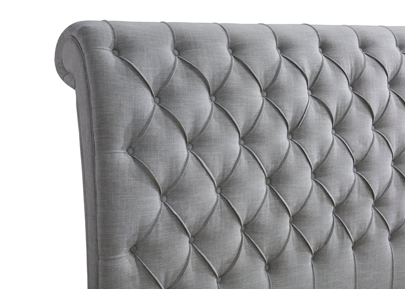 Kate Gray King Upholstered Sleigh Platform Bed - Gate FurnitureKing Bed