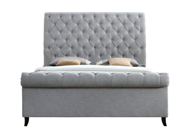 Kate Gray Queen Upholstered Sleigh Platform Bed - Gate FurnitureQueen Bed
