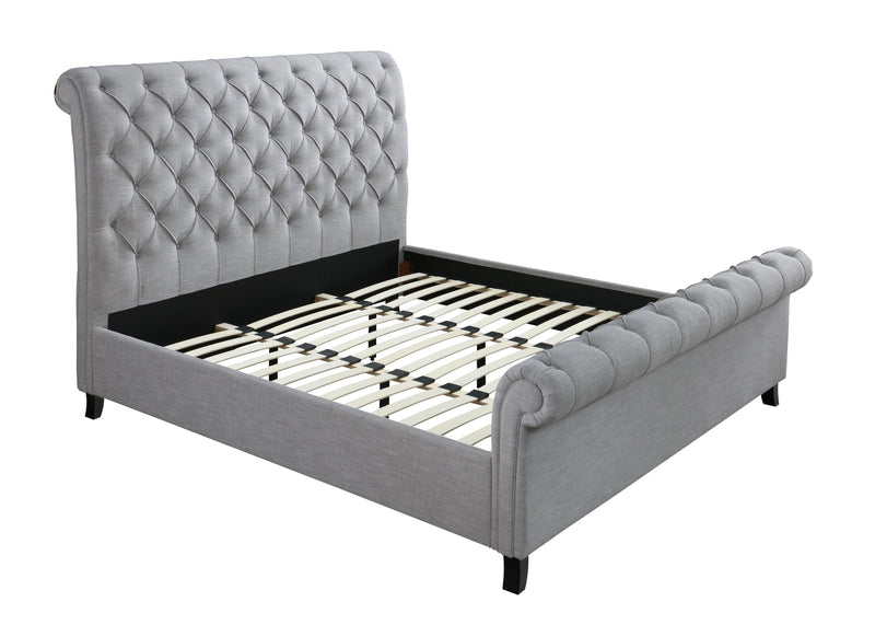 Kate Gray Queen Upholstered Sleigh Platform Bed - Gate FurnitureQueen Bed
