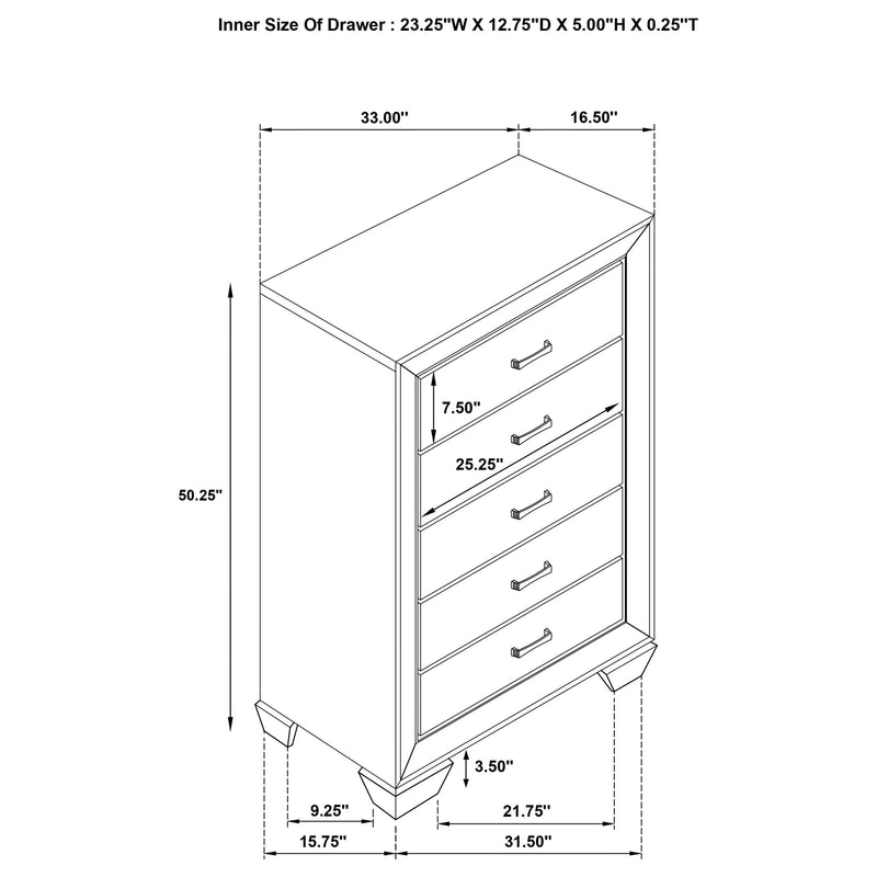 Kauffman 5-drawer Bedroom Chest Washed Taupe - 204195
