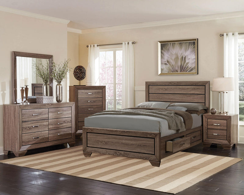 Kauffman 5-piece Eastern King Bedroom Set Washed Taupe - 204190KE-S5