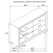 Kauffman 6-drawer Dresser Washed Taupe - 204193