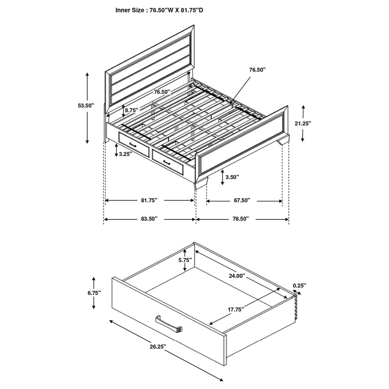Kauffman Wood Eastern King Storage Panel Bed Dark Cocoa - 204390KE