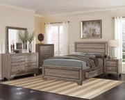 Kauffman Wood Eastern King Storage Panel Bed Washed Taupe - 204190KE