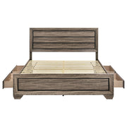 Kauffman Wood Eastern King Storage Panel Bed Washed Taupe - 204190KE
