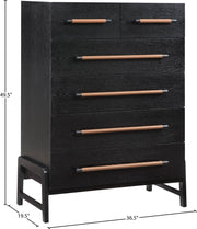 Kaya Oak Veneer And Vegan Leather Handle Chest in Black - 360Black-CH