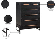 Kaya Oak Veneer And Vegan Leather Handle Chest in Black - 360Black-CH