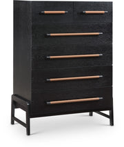 Kaya Oak Veneer And Vegan Leather Handle Chest in Black - 360Black-CH