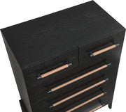 Kaya Oak Veneer And Vegan Leather Handle Chest in Black - 360Black-CH