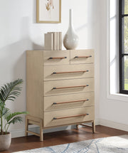 Kaya Oak Veneer And Vegan Leather Handle Chest in Natural - 360Natural-CH