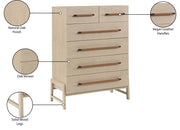 Kaya Oak Veneer And Vegan Leather Handle Chest in Natural - 360Natural-CH