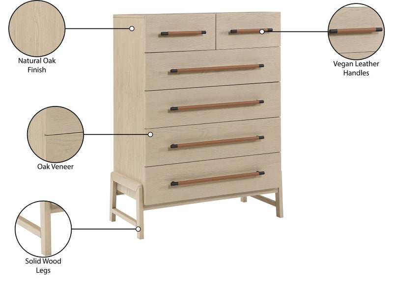 Kaya Oak Veneer And Vegan Leather Handle Chest in Natural - 360Natural-CH