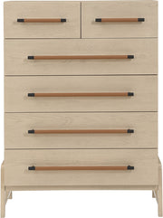 Kaya Oak Veneer And Vegan Leather Handle Chest in Natural - 360Natural-CH